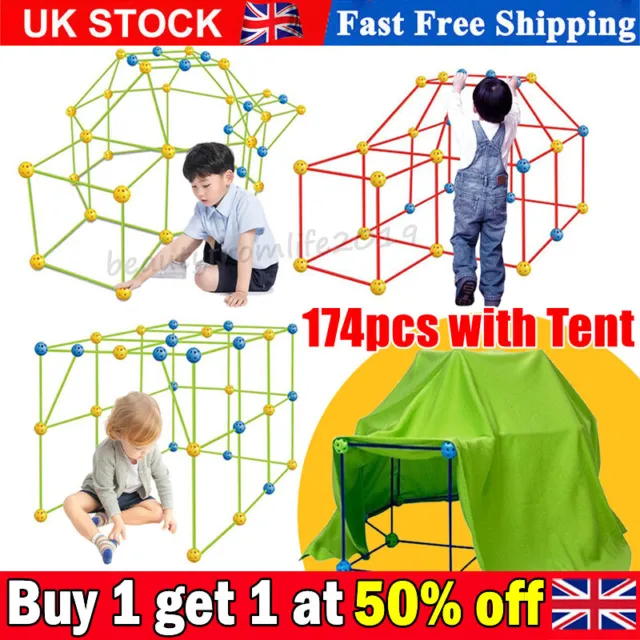 174x Building Your Own Den Set Kit Children DIY Tent Play House Kids Tent Toy UK