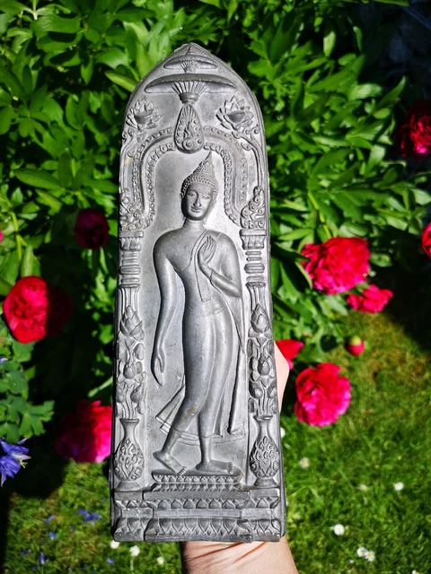 Grosses, altes THAI AMULET  Walking BUDDHA Suphanburi 1962 Tempel Thailand 30 cm