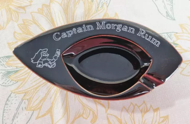 Vintage | Captain Morgan Rum Brown Glaze Ceramic Ashtray Arabia Finland