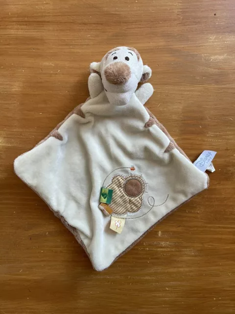 0/Doudou Plat Tigrou Disney Baby Beige Marron Losange Étiquette Soleil