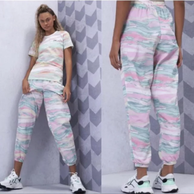 NWT ADIDAS MULTI Color Pink, Green & Cream Marble Dye Track Pants - Small  £33.32 - PicClick UK