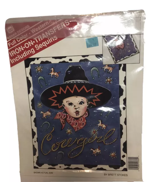 Banar Designs Western Iron On Transfer & Sequins Cowgirl 9” X 7.5” by B. Stokes