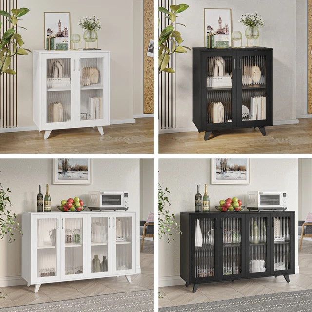 Display Sideboard Buffet Cupboard Console Table with 2 / 4 Acrylic Doors Cabinet