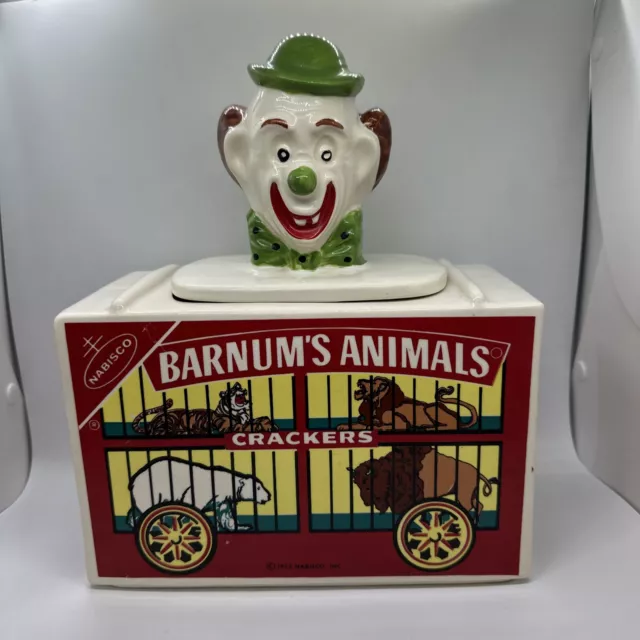 Vintage Barnum's Animal Crackers Cookie Jar Clown Circus 1972 Nabisco