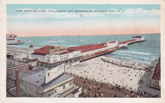 Steel Pier Atlantic City New Jersey Linen Postcard 1920's