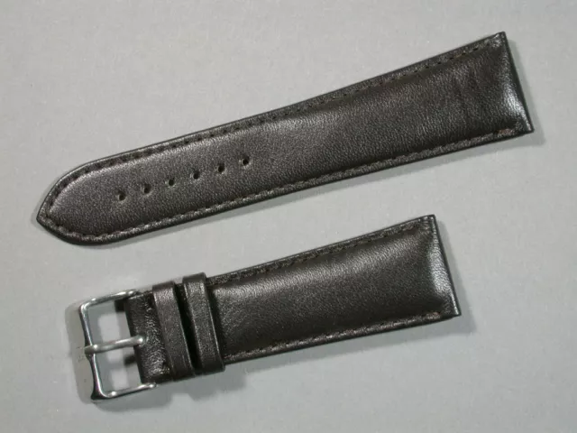 hochwertiges echt Leder Uhrenarmband Black Gepolstert 24mm Edelstahlschließe9231