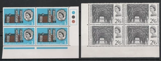 GB Stamps 1966 900th Anniv Westminster Abbey SG687-SG688 Corner Blocks Of 4 UMM