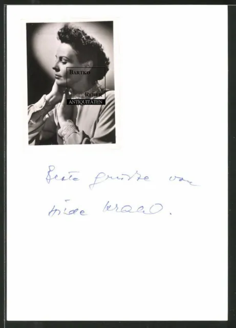 Hilde Krahl Schauspielerin auf Foto und Original Autograph Autogramm ca. 1960