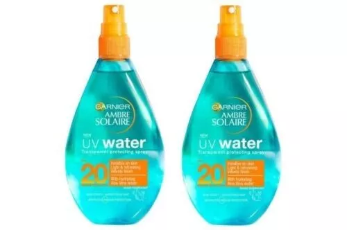 2x Ambre Solaire UV Water Aloe Vera Clear Sun Cream Spray SPF20 150ml