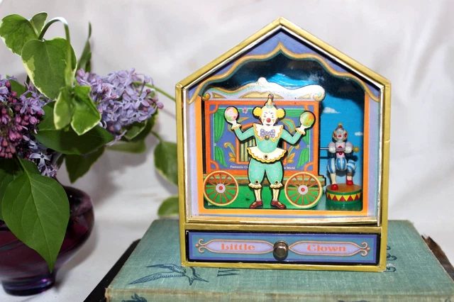 RARE! KOJI MURAI Clown Music Box Dome Circus 80 Days (Working