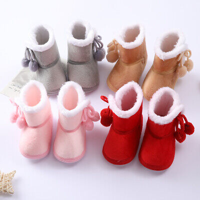 Baby Girls Kids Thermal Cotton Pram Shoes Infant Warm Ankle Boots Winter Indoor