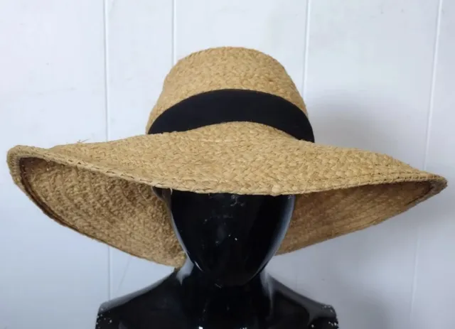 Scala Women’s Natural Straw Sun Hat With Black Bow One Size