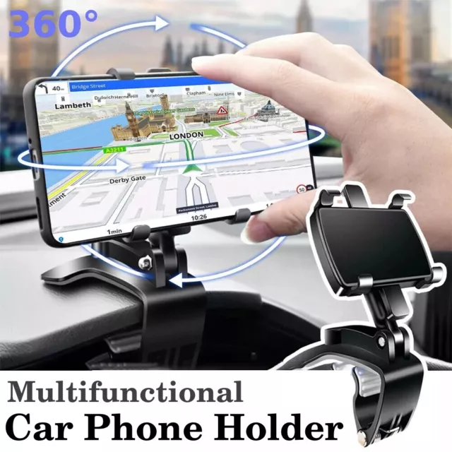 Universal 360° Clip On Dashboard Mobile Cell Phone Holder Car Mount Stand Cradle