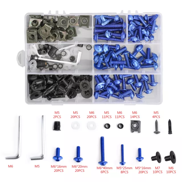 / Set Teile Clip Schrauben M6 Klemmen M5 Verkleidungsschrauben - Blau 198 + A7