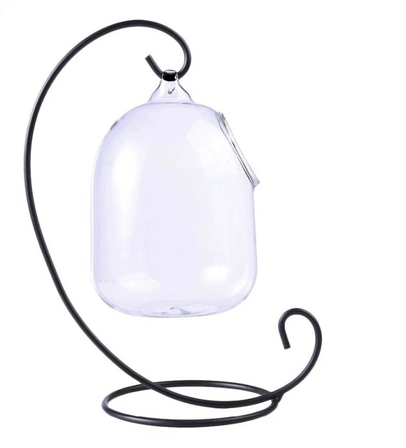 HANGING GLASS AQUARIUM 15cm HEIGHT BOWL FISH TANK CLEAR TRANSPARENT RACK CUTE 2