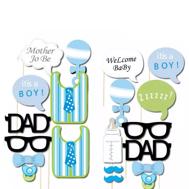 Baby Shower Gender Reveal Photo Booth Props New Born Baby Boy Party Decor 20pcs