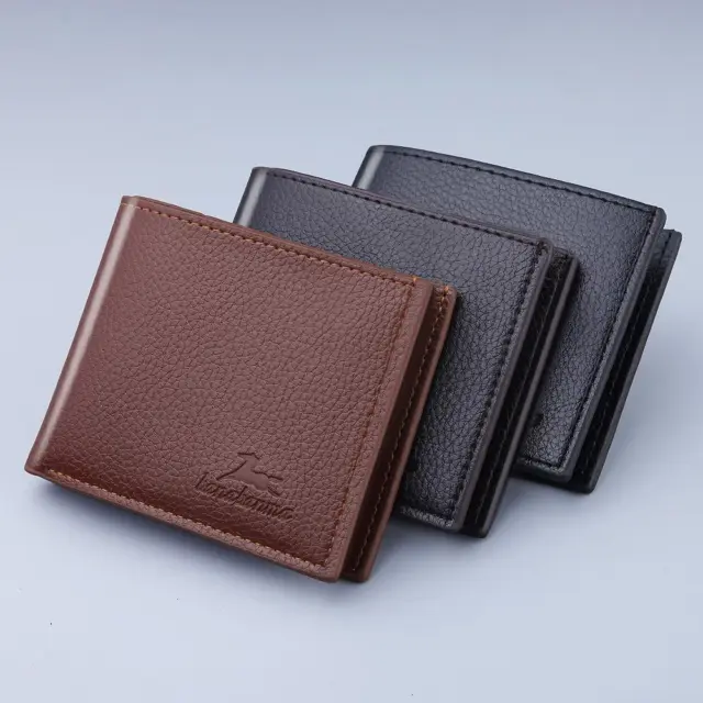 Genuine Leather Mens Wallet Slim Trifold Wallets For Men With ID Window RFID