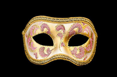 Mask from Venice Colombine Anna Pink And Golden For Prom Mask 959 V4B