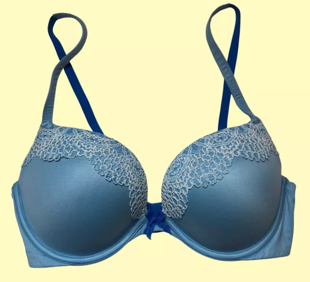 VICTORIAS SECRET BODY perfect shape blue underwired padded bra UK