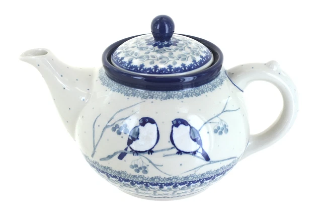 Blue Rose Polish Pottery Bluebird Medium Teapot