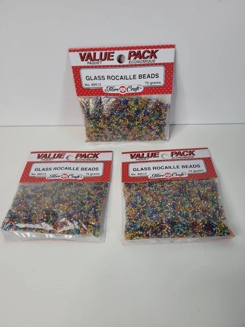 Lot of 3 Pkgs NEW Glass Rocaille Seed Beads 75gr EA ValuePack #89512 Multi Color