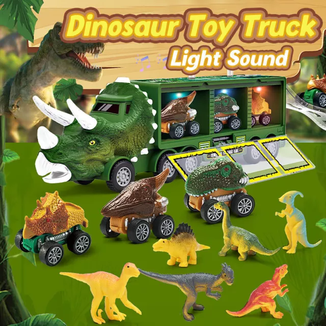 Kids Dinosaur Truck Toy Gift Storage Car Transport Carrier Model Music Light