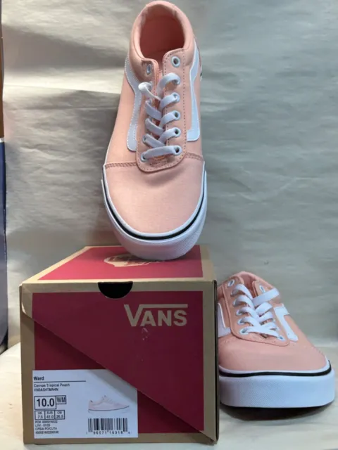 vans womens canvas peach size 10 lace up sneakers