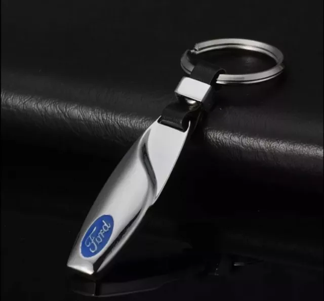 FORD Tear Drop Chrome Metal Key Chain Keyring Fob Car Gift UK Seller