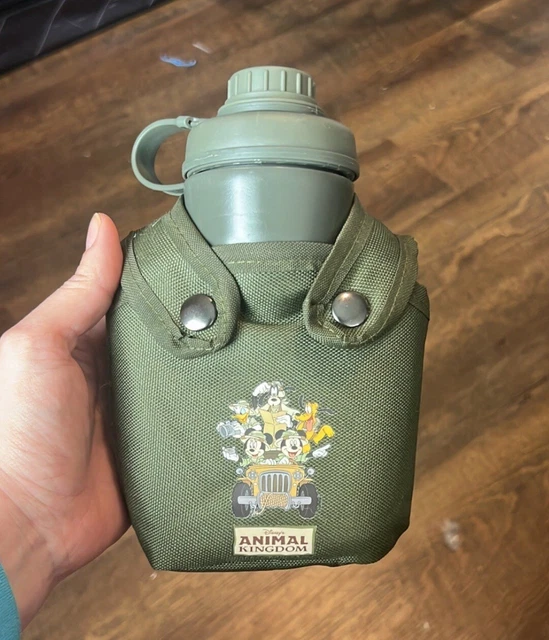 DISNEY PARKS ANIMAL Kingdom Souvenir Water Bottle Canvas Canteen Mickey