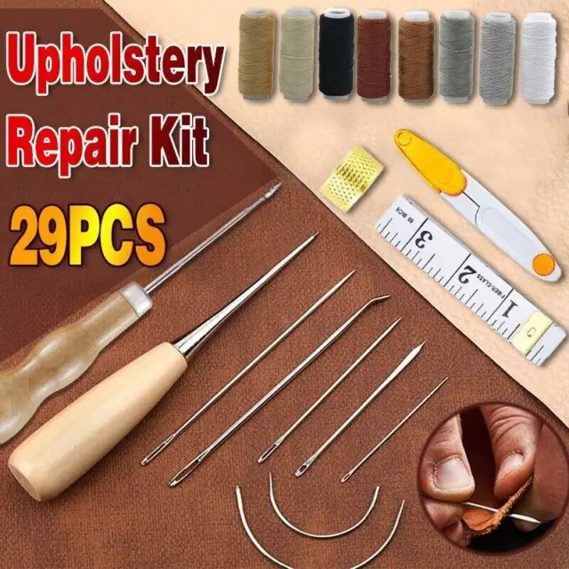 29 Pack Upholstery Repair Kit Leather Craft Tool Kit Leather Hand Sewing Needle