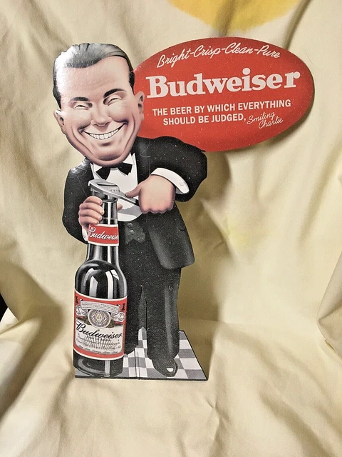 original Budweiser Smiling Charley standup sign cardboard