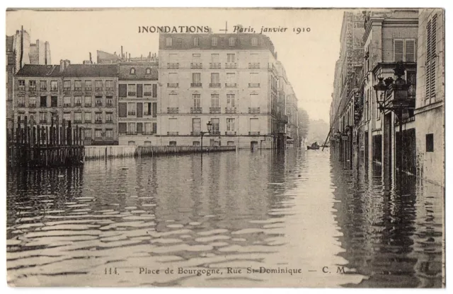 CPA 75 - PARIS INONDATIONS, janvier 1910 - Place de Bourgogne, rue St-Dominique