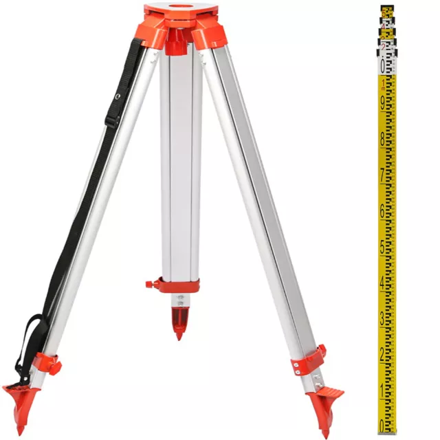 Aluminium Tripod & 5m Survey Levelling Staff For Laser Level dumpy 1.65m Tripod