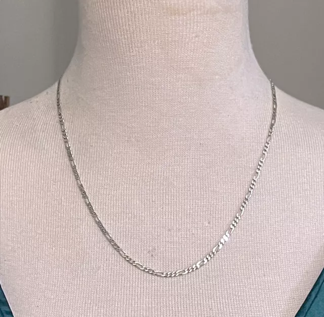 Italian Solid Sterling Silver Figaro Link Chain Necklace UNISEX - 20" (Jew-132)