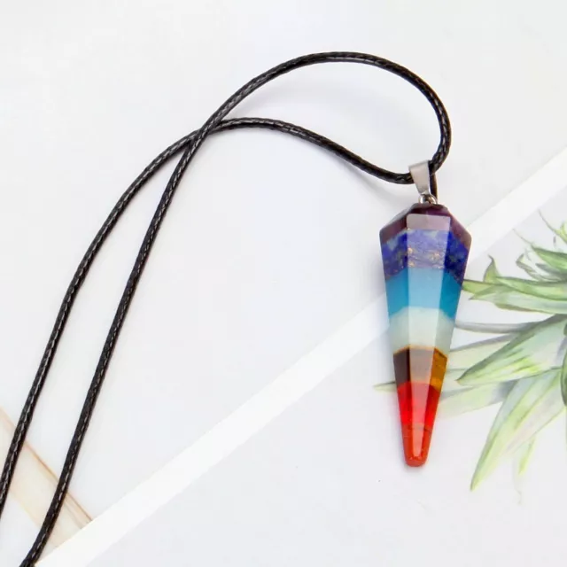 Natural Gemstone Necklace Chakra Stone Pendant Energy Healing Crystal with Chain 10