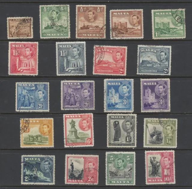 Malta Stamps: 1938 Definitive Set: SG217/231; Used; CV £50