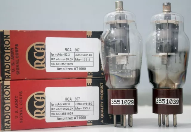 RCA 807 VT100 = 6L6 EL34 NOS Hergestellt in den USA Amplitrex getestet...