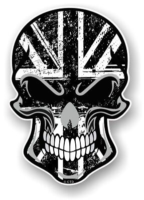 Gothic Biker Skull & B&W Grunge Union Jack Bandiera Britannica Adesivo Vinile Car Bike
