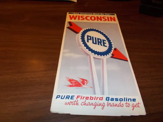 1965 Pure Oil Wisconsin Vintage Road Map