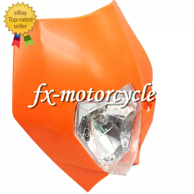 Orange 12V Motorcycle Headlight Head Light Front Lamp Dual Sport Street Dirtbike 2