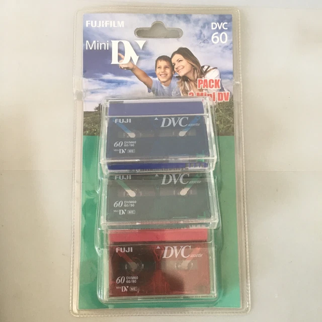 Paquete de 3 cintas de casete mini DVC FUJIFILM DVC 60 para videocámara digital SELLADO