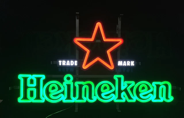Heineken Beer Led Neon Sign Logo by Dekkers NOS mint with power cord.