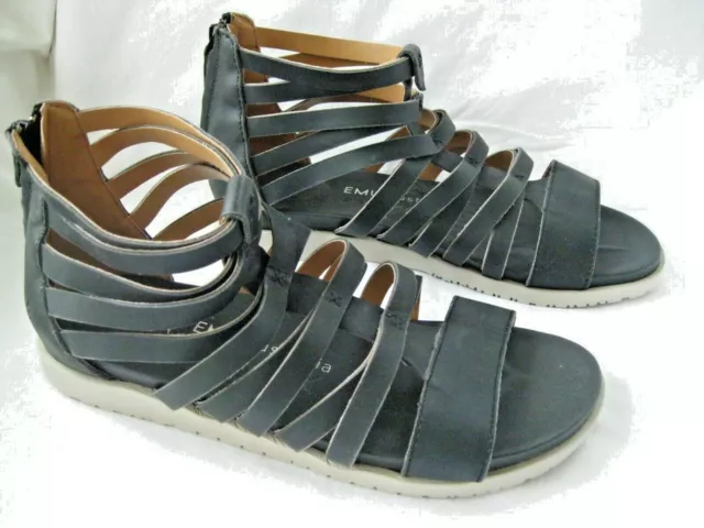 EMU Australia Whitehaven Leather Sandals Women's 10 Gray Gladiator Eva Sole Grey