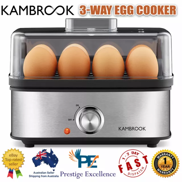 Kambrook Electric 3-Way Egg Cooker Culinary Poacher Steamer Omelette Maker Black