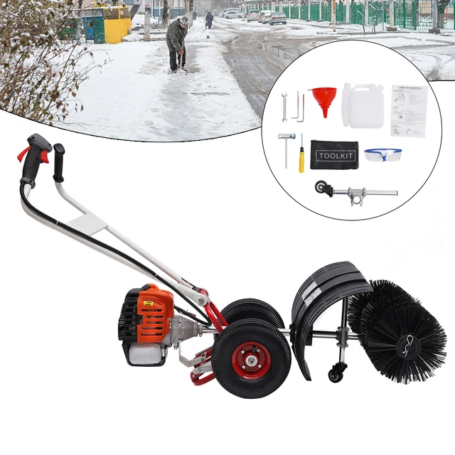 Gas Power Sweeper Broom Driveway Turf Grass Cleaning Sweeping Machine 52CC 2.5HP