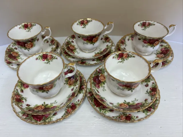 Royal Albert Old Country Roses - 5 X Trios (Cups, Saucers and Side Plates)