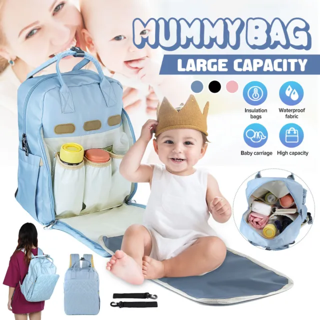 3 in 1 Baby Diaper Bag Mummy Maternity Nappy Large Capacity Changing Backpack