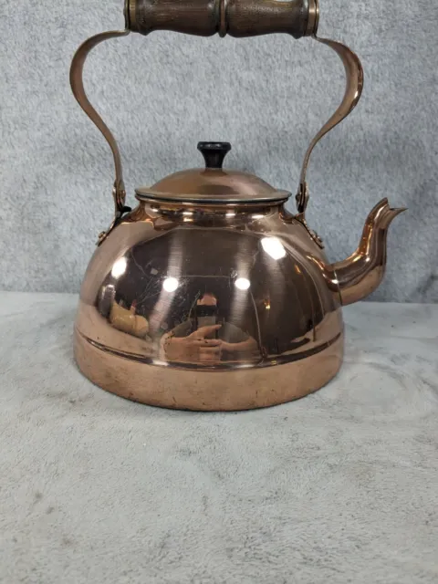 Vintage Copper/Brass Tea Kettle Wood Handle ~ Portugal