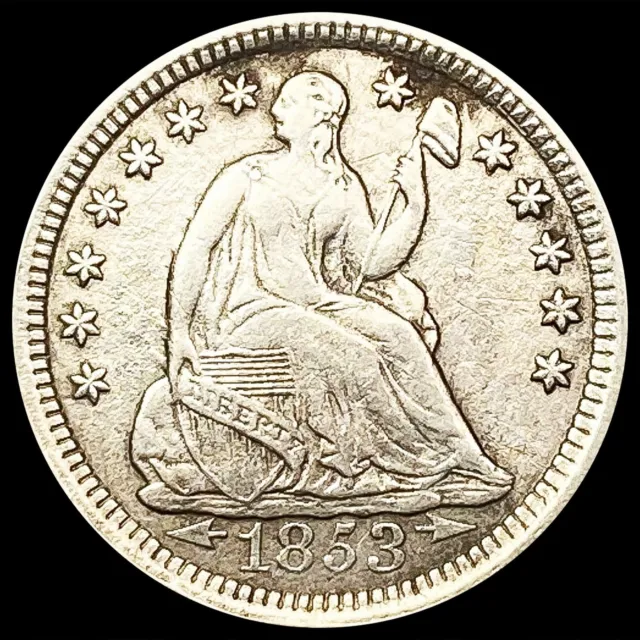 1853 Arws Seated Liberty Half Dime Coin ABOUT UNCIRCULATED
