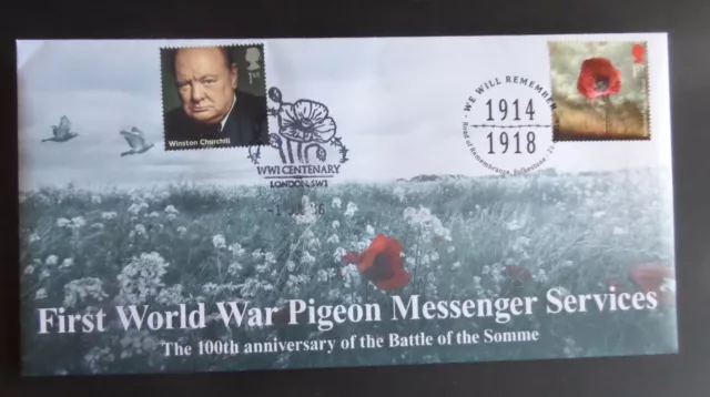 GB 2016 Pigeon Messenger Services Poppy Churchill Bletchley Park FDC 13 of 50